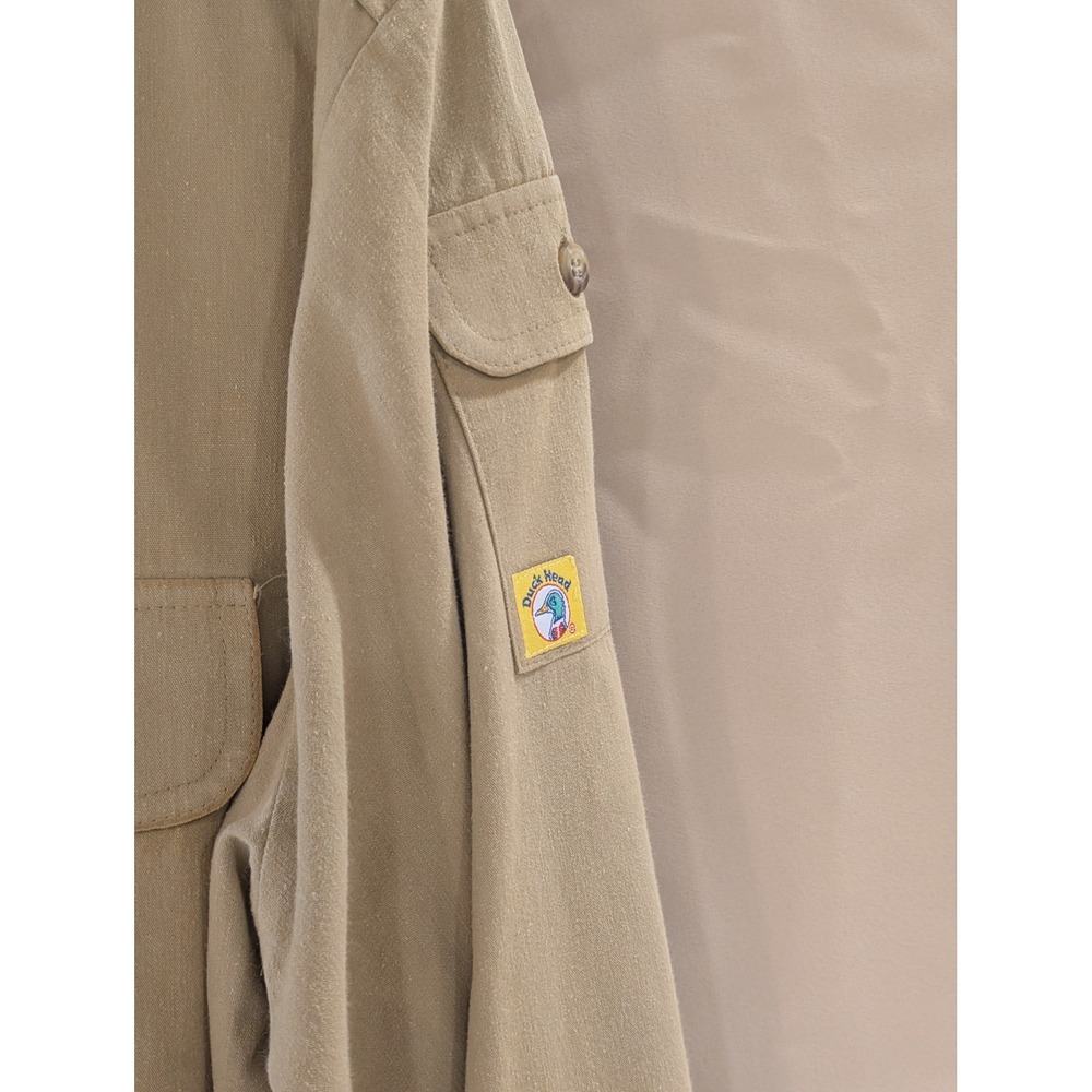 VTG Duck Head‎ Mens Button Down Long Sleeve Shirt Olive Green Military Style - Picture 3 of 8